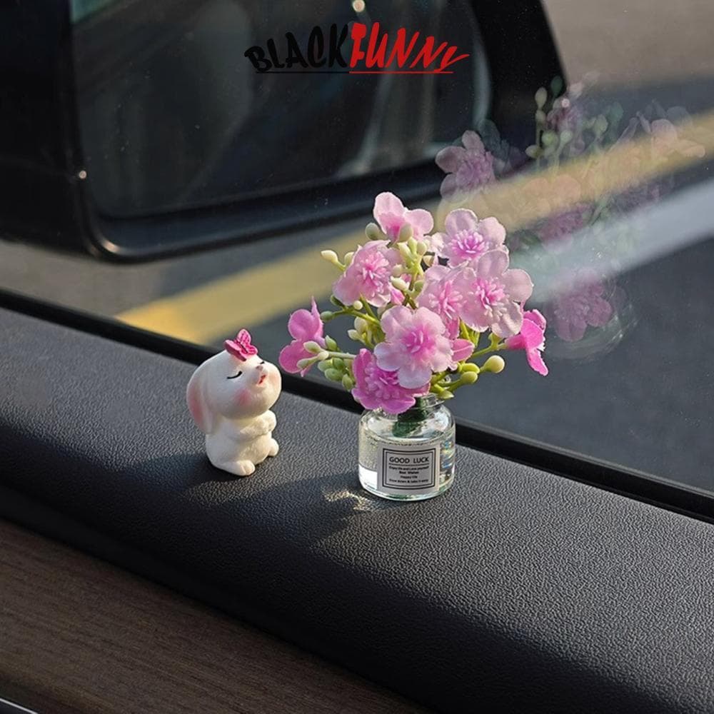 Blackeous 2 Peças Enfeites De Decoração De Carro Vaso De Jasmim Micro Paisagem Coelho Interiores O1W8