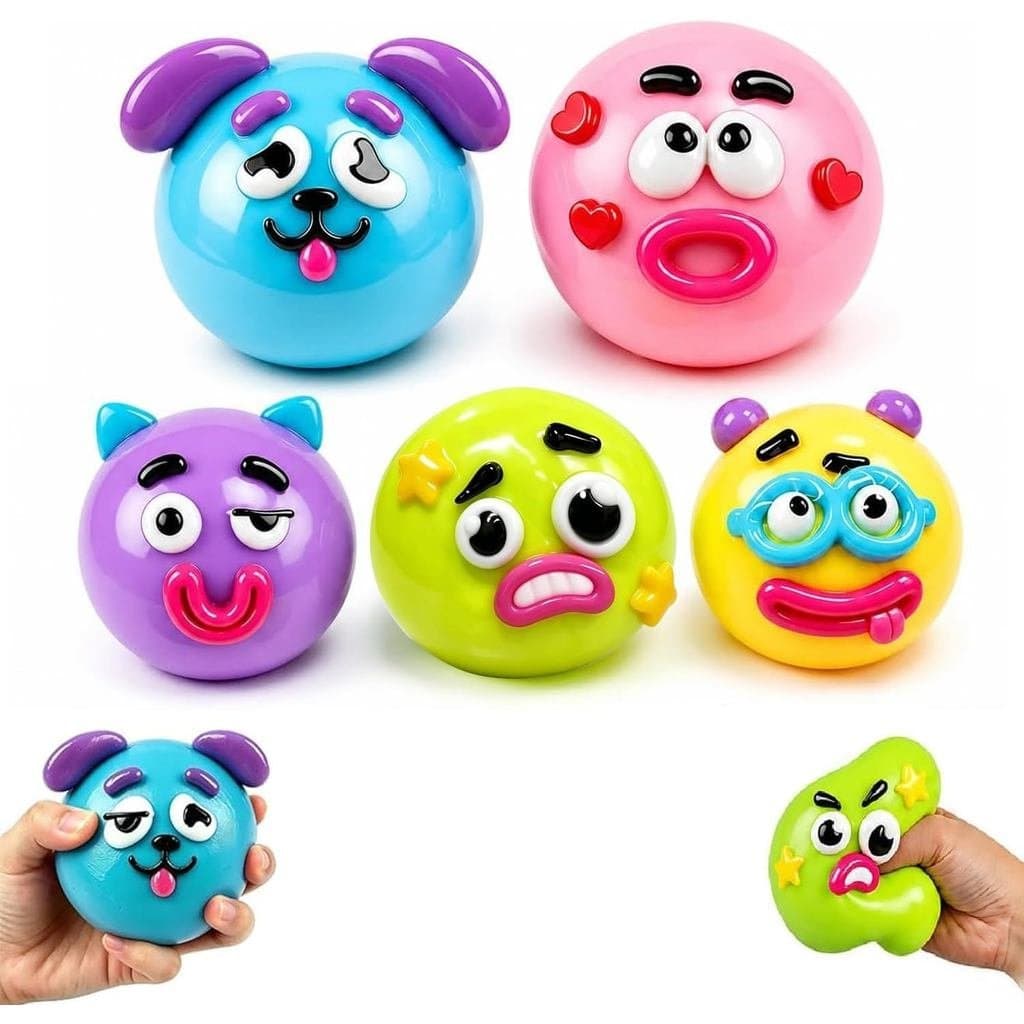 Novos Smushers Squishy, Bolas Antiestresse de Ascensão Lenta com Rostos de Cão Intercambiáveis, Brinquedos Fidget para A