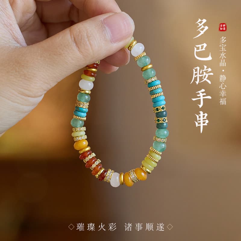 Pulseira de pedra natural dopamina natural feminina arco-íris ouro diamante Multi-tratamento pílula Gem High-End namorad