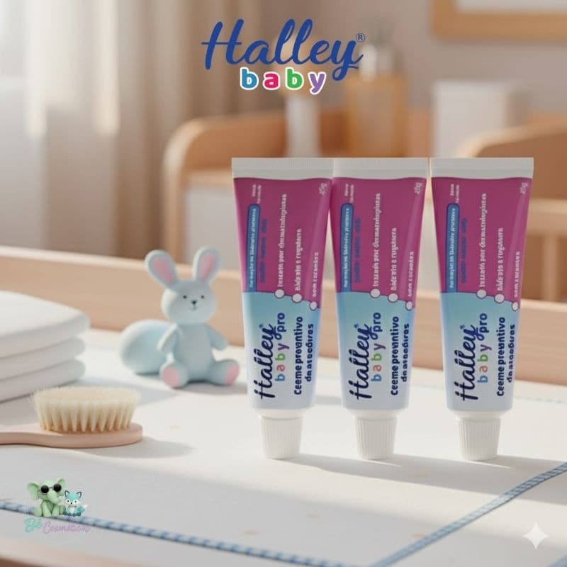 Halley Baby Pro 3 Cremes Pomadas Preventivos de Assaduras cada 45g com D-Pantenol, Óleo de Amêndoas