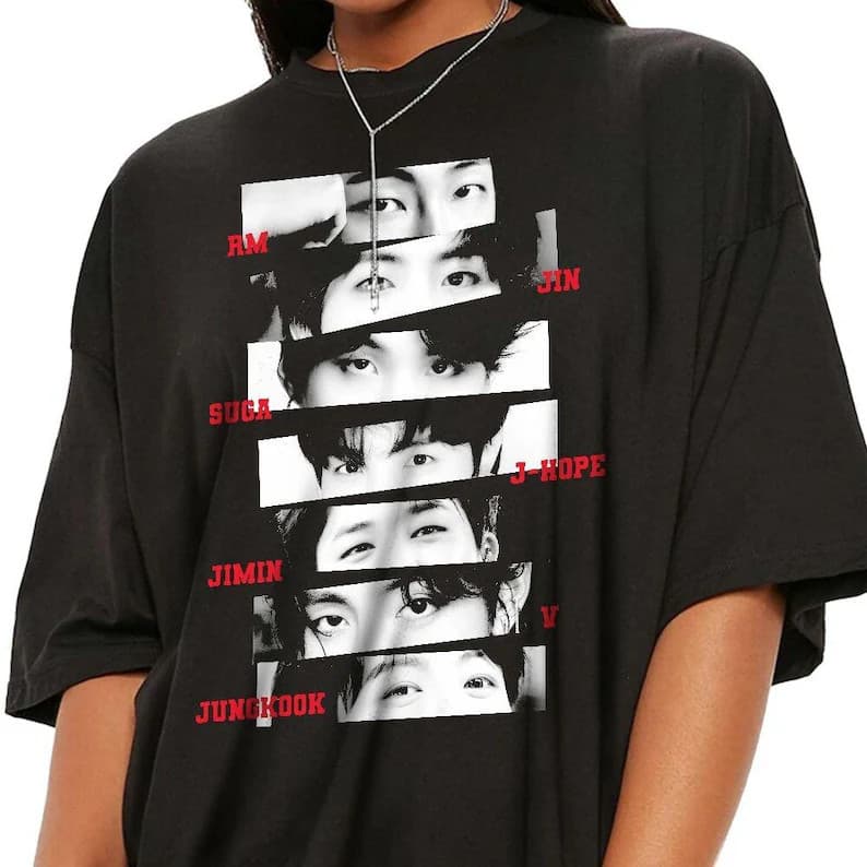 Camiseta Estampa Nomes BTS RM Jin Suga J-Hope Jimin V Jungkook, T-shirt masculina feminina Streetwear Unissex