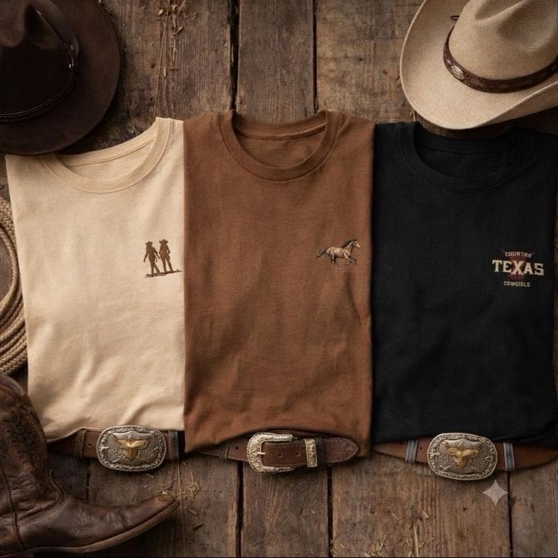 Kit 3 Camisetas Femininas Texas Boiadeira 100% Algodão Agro Cowgirl Contry Vaqueira no peito