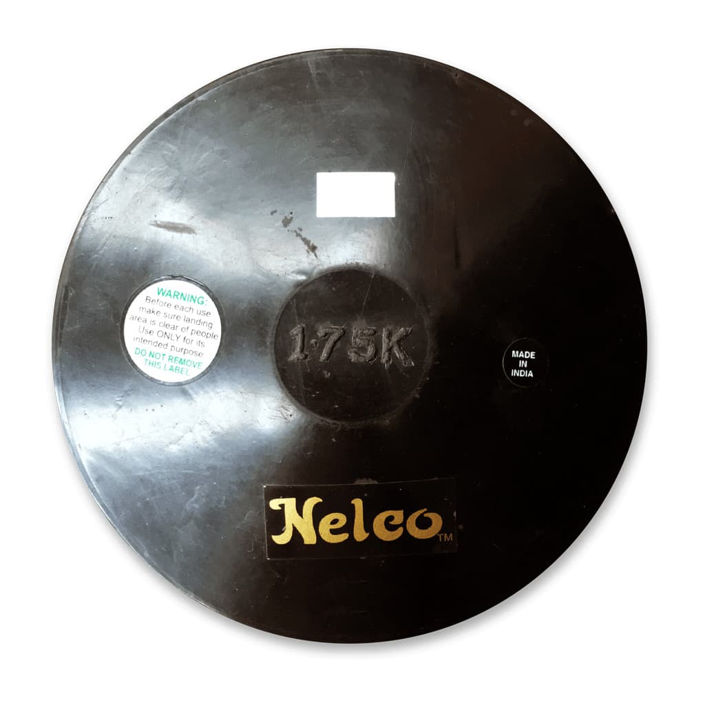 Disco de Atletismo de Borracha para Lançamento de 1,75KG - NELCO - Preto Borracha Maciça Treinamento