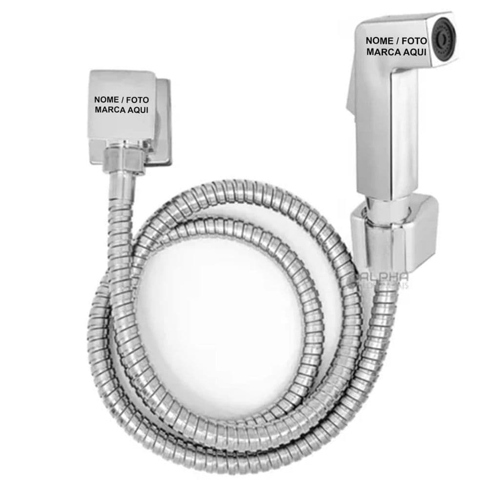 Ducha Higiênica Quadrada Luxo Metal Cromada Completa ¼ Volta Personalizado