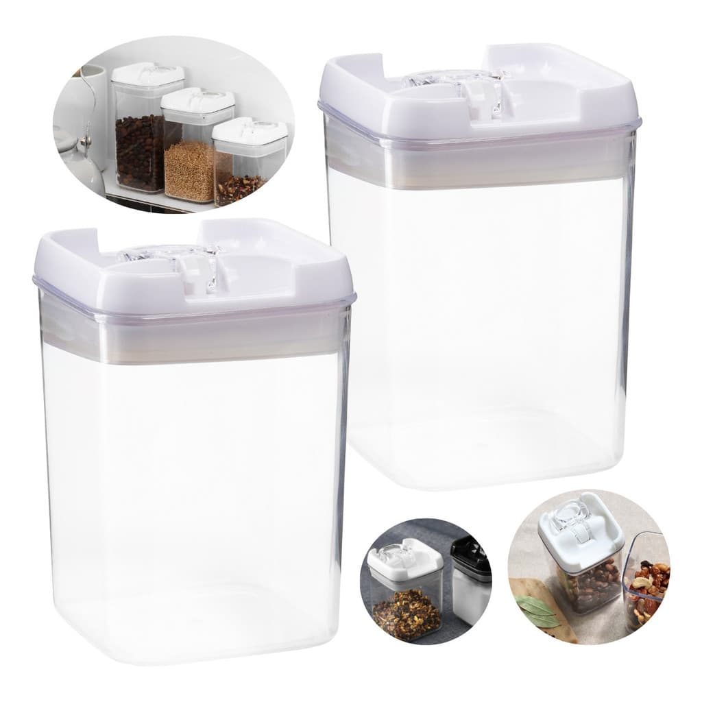 Pote Porta Mantimentos Hermético Trava Transparente 1000 Ml Grãos Bolacha Cereal Armazenar Organizar