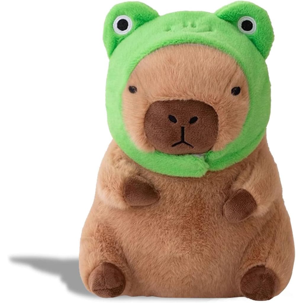 Pelúcia de Capivara Fofa, Animal de Pelúcia Macio com Chapéu de Sapo, Brinquedos de Pelúcia Kawaii, Boneca de Capivara,