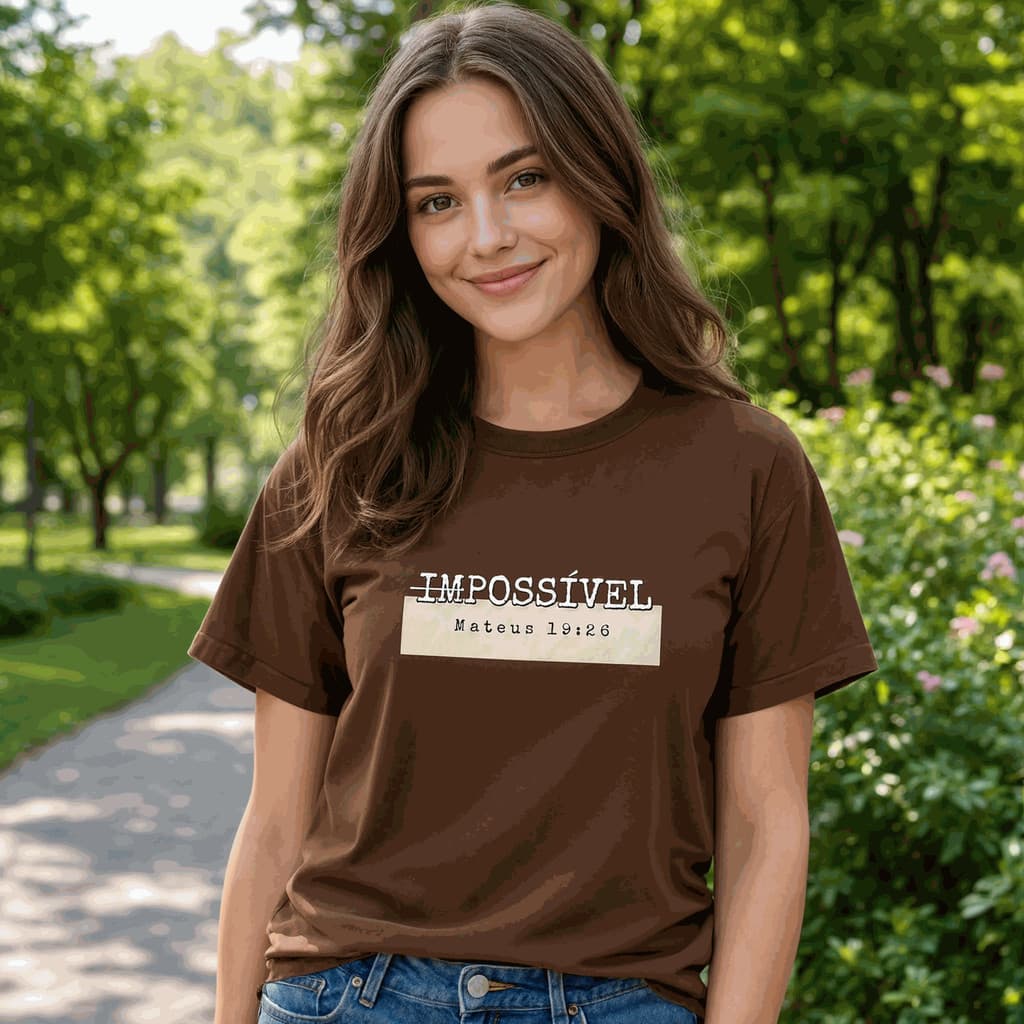 Camiseta Cristã Mateus 19:26 Design Minimalista Algodão Confortável Presente Inspirador Casual