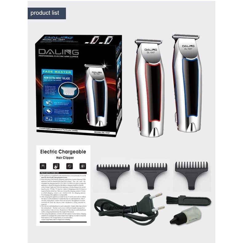 Aparador Barba e Cabelo Recarregável Bivolt Sem Fio Profissional Precisão