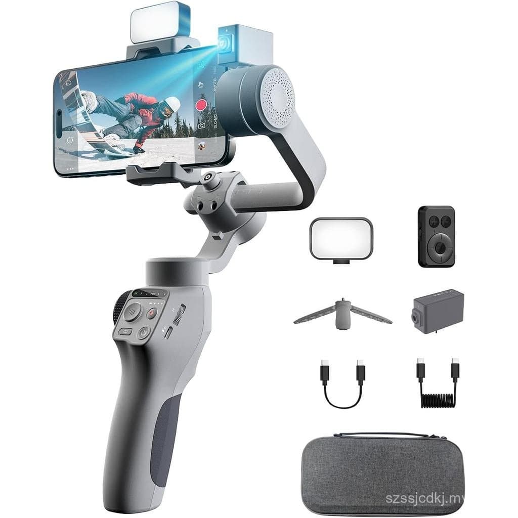 Estabilizador de Gimbal Capture5 para Smartphone, Rastreador Magnético com IA, Luz de Preenchimento, Controle Remoto, Ca