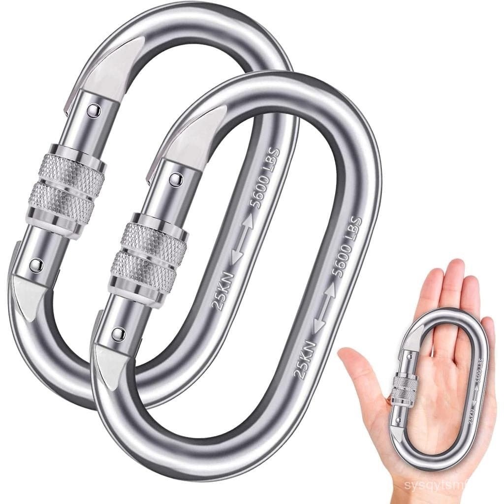 Mosquetão de Alta Resistência para Escalada (25kn=5600lbs), Gancho Essencial para Viagens com Fecho Rosqueado, Multiuso