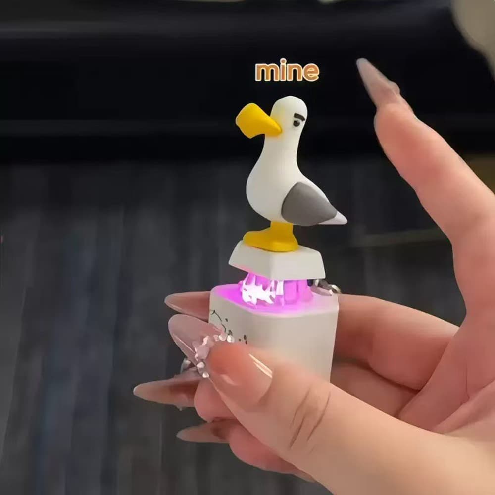 Chaveiro Engraçado Gaivota Imprensa Som Brinquedo Luz LED Novidade Criativa Acessório Para Amigos Presente