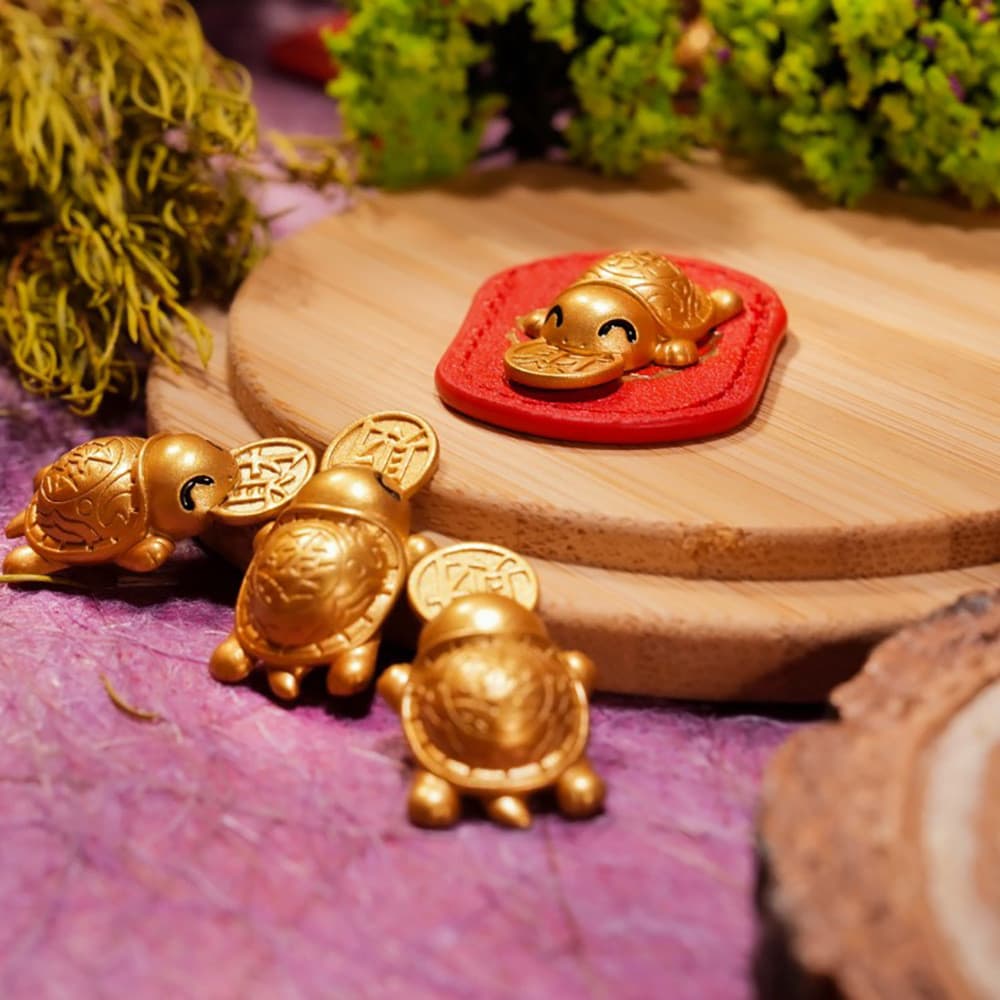 Estatueta De Tartaruga De Riqueza 8.5g/Chaveiro Dinheiro 9g-Ornamento De Moeda Da Sorte Para Casa Decoração De Feng Shui