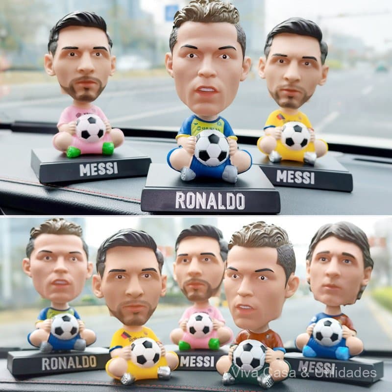 ⭐ Bonecos bobblehead das estrelas da Copa do Mundo de basquete e futebol, Messi e C. Ronaldo, ornamentos para carros, ac