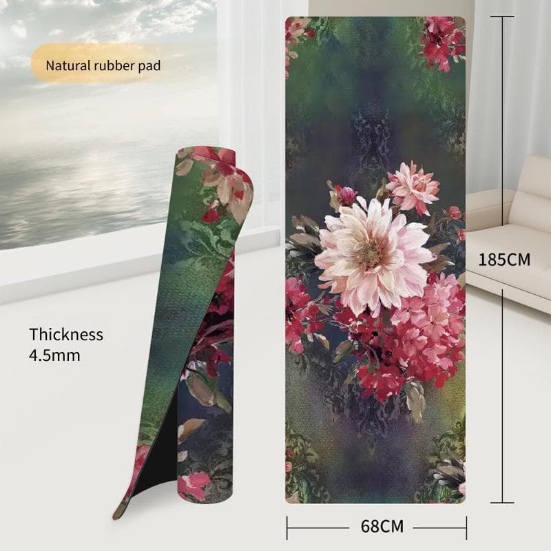 Tapete de ioga com padrão de flor retrô palácio de borracha Natural PU 185 * 68 Super grande antiderrapante absorção de