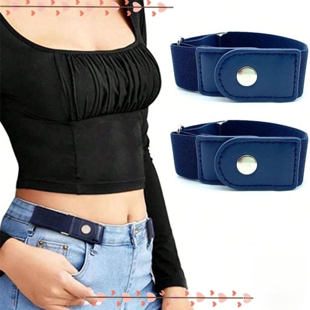 HUISHU 2pcs/set Cinto Elástico , Sem Fivela Ajustável Casual De Cintura De Lona Invisível Mulheres Homens
