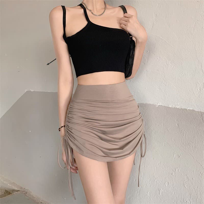[Estoque Pronto] Mini Saia Básica Feminina Calça Skort M/L/XL/2XL Alça Pull Up Confortável Algodão Casual