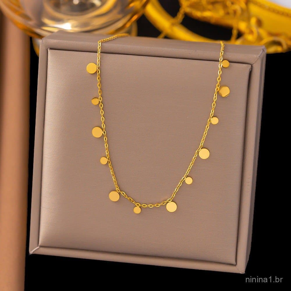 chocker textura vento frio nicho colar disco pequeno colar clavícula clavícula cadeia titânio aço meninas joias versátei