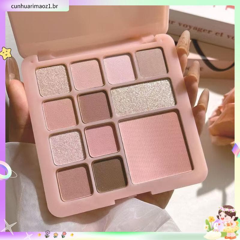 Sweet Tea Rose Paleta de sombras Universal de 12 cores fosca perolada cor terra Pseudo-Face Blush Paleta abrangente inte