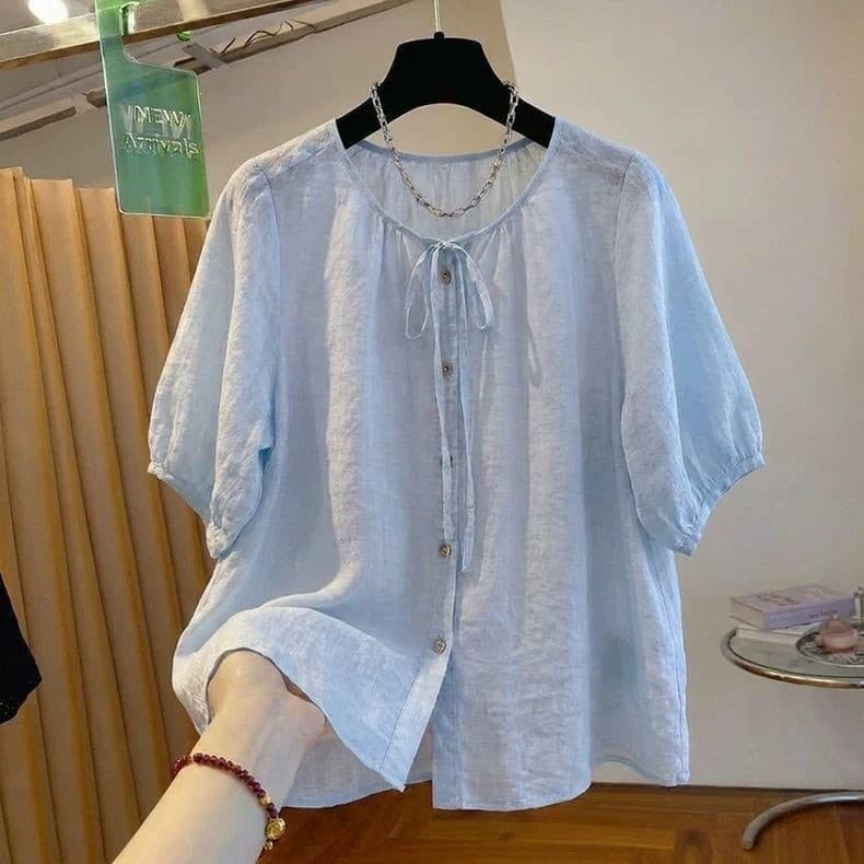 Camisa gorda de manga curta feminina verão estilo fino moda tamanho grande gordura Bloomer manga topo