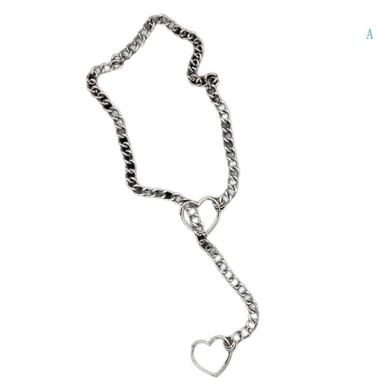 Hiphop Oco Coração Corrente Colar Punk Forma Pingente Neckchain Para Casal Feminino Clavícula Festa Jóias