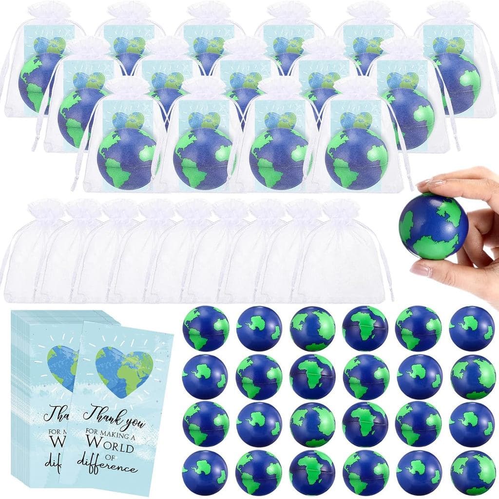 Shappy 10 Conjuntos de Bolas Anti-estresse Inspiradoras com Tema do Dia da Terra, Lembranças de Presente, Marcadores de
