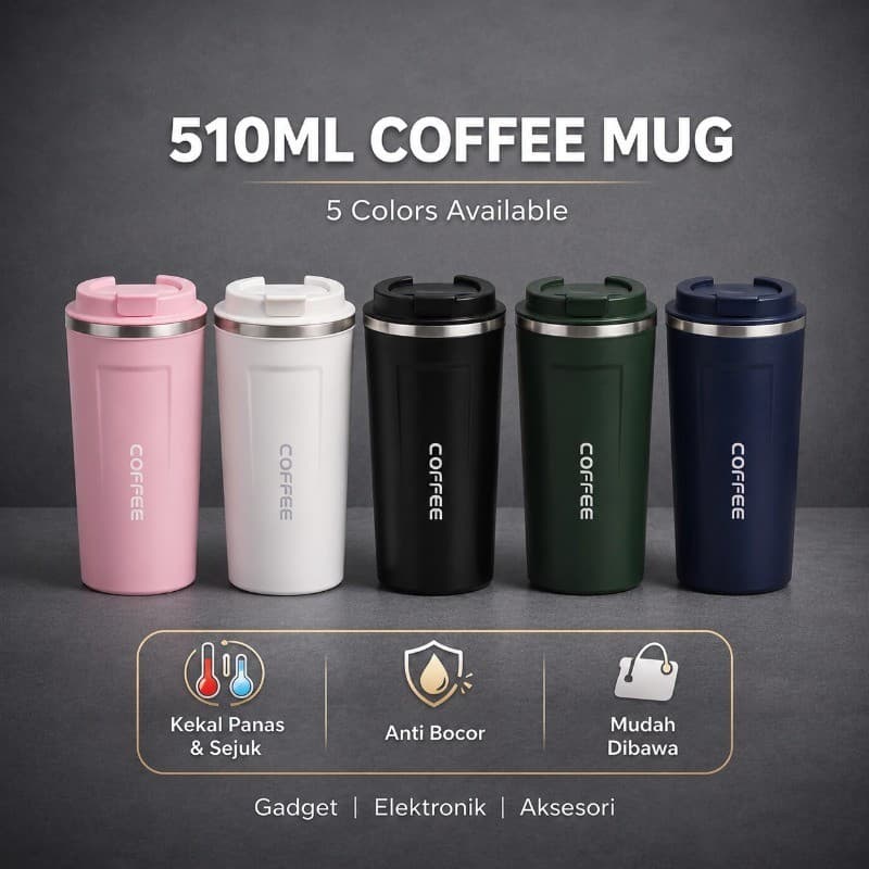 Copo térmico de café de aço inoxidável de camada dupla à prova de vazamento de 510ml/copo de viagem