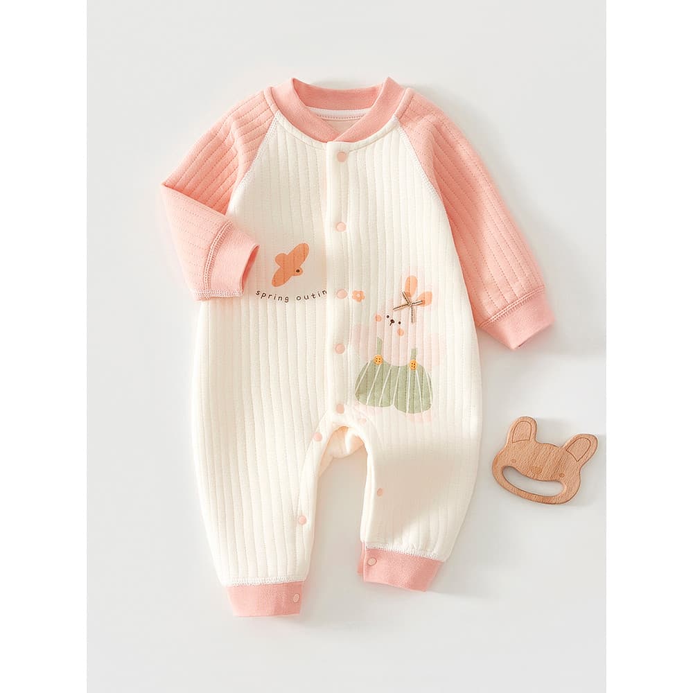 Macacão para bebês recém-nascidos, três camadas, acolchoado, outono inverno, quente, roupas para casa, pijama, macacão,