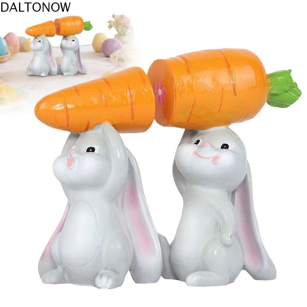 DALTONOW 2 Pçs/Set Bonito Estatueta De Coelhinho Da Páscoa , Simulação DIY Coelho Resina Decoração De , Realista