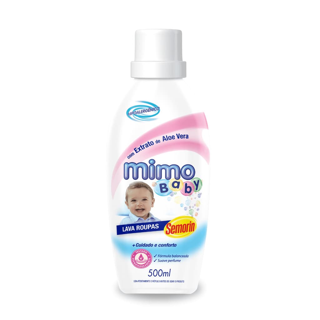 Lava Roupas Bebê Mimo 500ml com Aloe Vera - Hipoalergênico e Dermatologicamente Testado