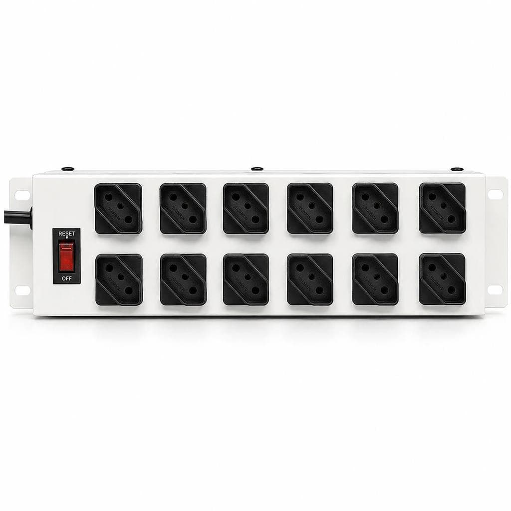 Filtro de Linha 12 Tomadas Branco Anti-Ferrugem Padrão NBR 14136 Bivolt Liga/Desliga Cabo 1,1m IPEC