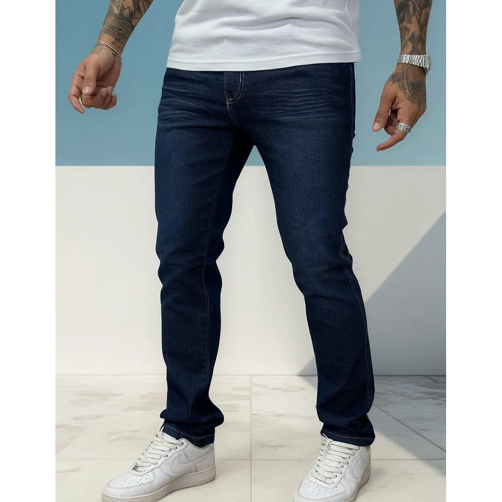 Calça Masculina Jeans Skatista Casual Elastano Tradicional