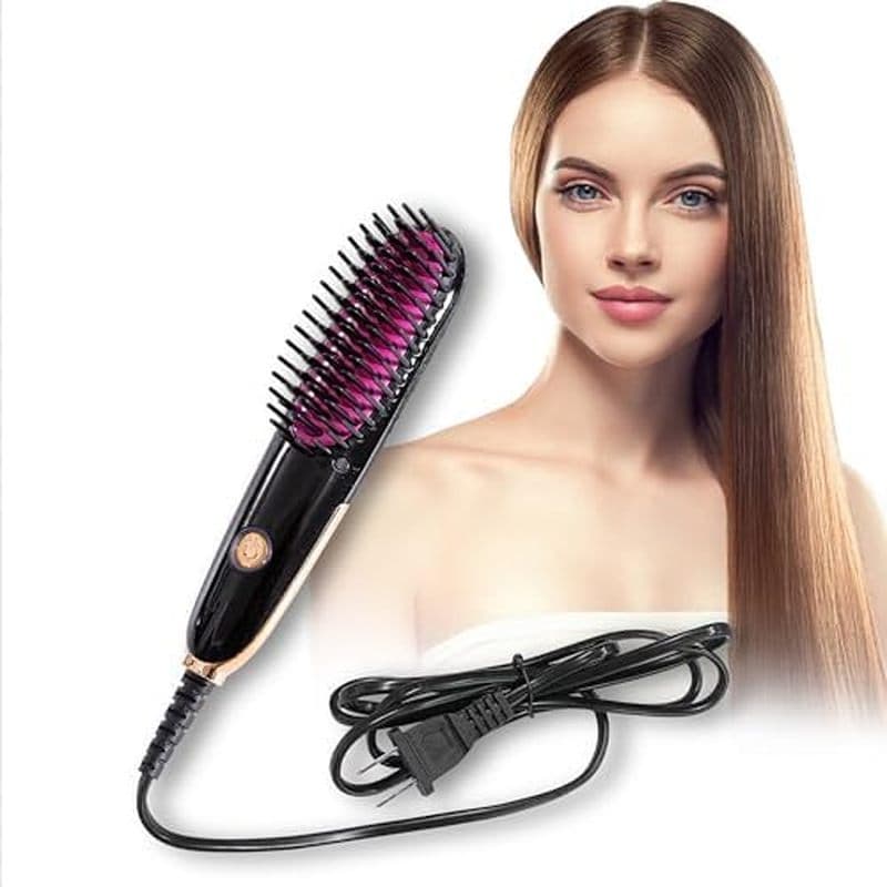 Mini Ferro Alisador De Cabelo Com Pente Embutido Para Viagens , Escova Alisadora Portátil , Iônico De Quente Mulheres (V