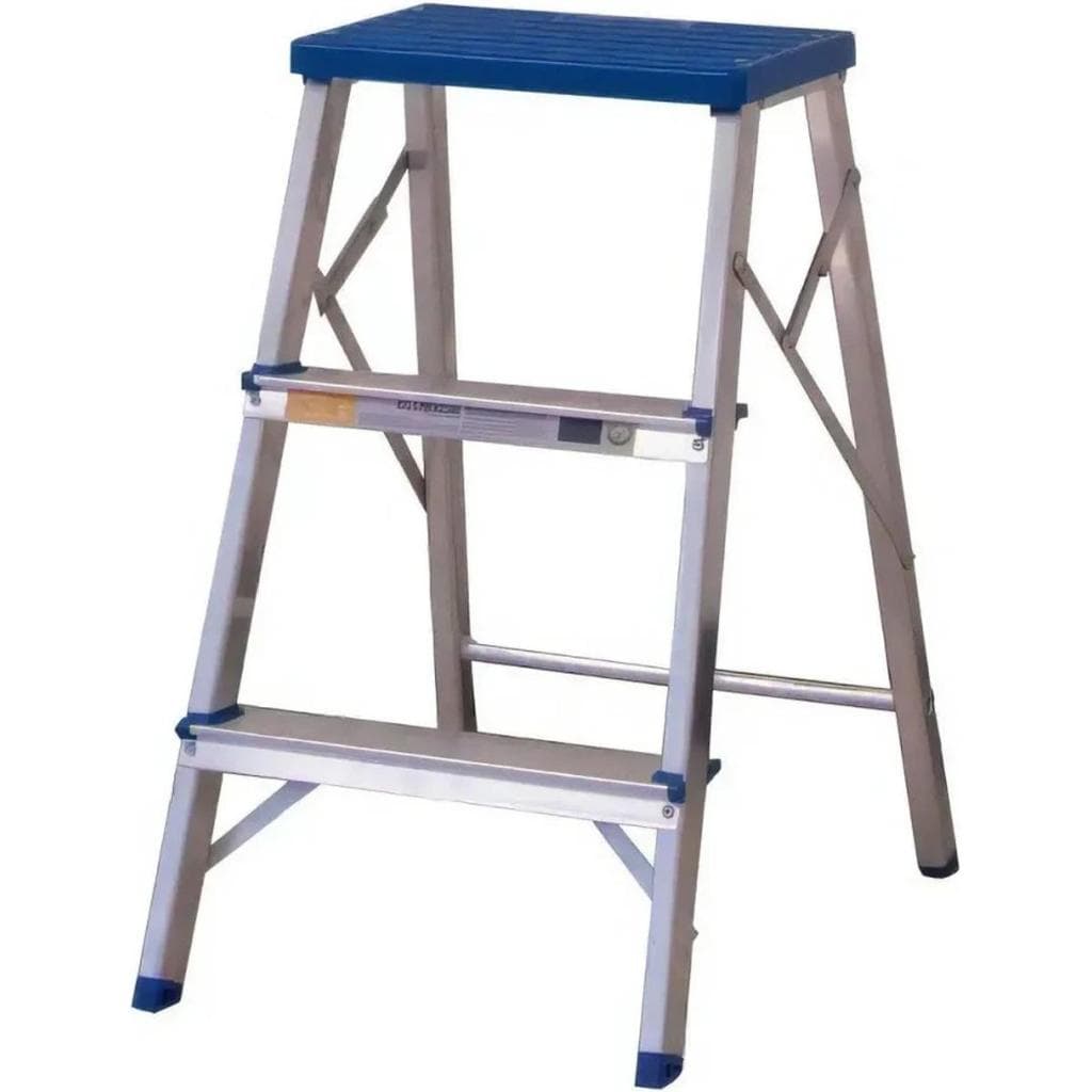 Escada Banqueta Alumasa Alumínio 3 Degraus 120kg Azul