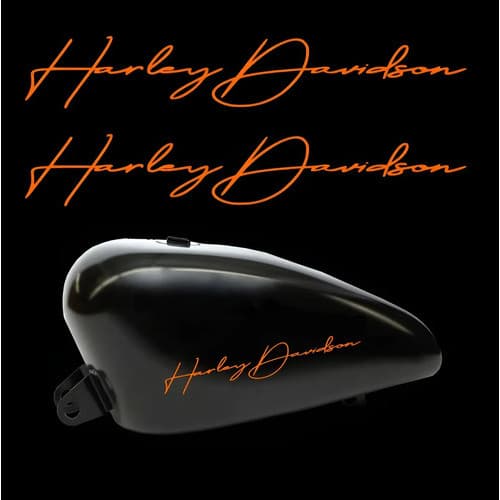 Adesivo Escrita Compatível Harley Tanque Lettering Laranja