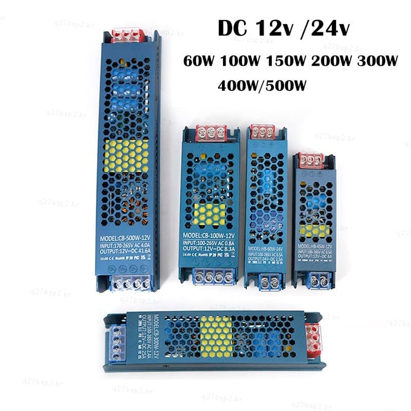 AC 220v Para DC 12V/24V 60W 100W 200W 300W 400w 500w Fonte De Alimentação Transformador De driver De Iluminação Interrup
