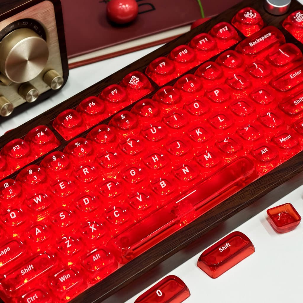 MAIMOOO Cherry Red Jelly Crystal Keycap MOA Profile 132 Teclas Processo UV Aula F75 F99 Ajazz AK820 PC Grosso Laranja Ro