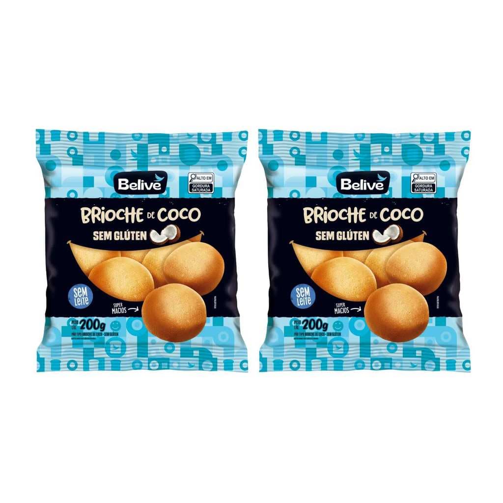Kit Pão Doce Brioche Coco Sem Glúten Sem Leite - Belive 2 Unidades 200g