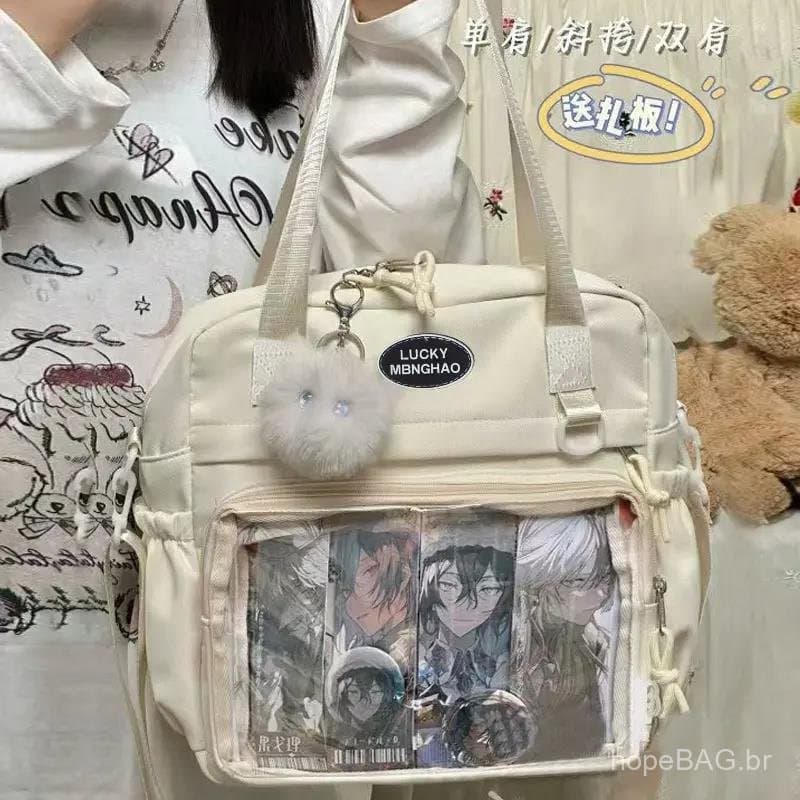 Bolsa de ombro casual de estilo quadrinhos, bolsa de mão, transversal, mochila escolar de estilo japonês, bolsa ve
