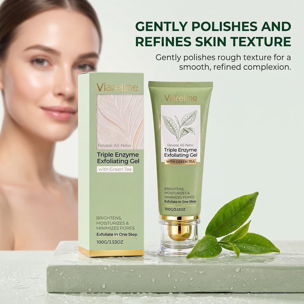 Gel Esfoliante Chá Verde 100g-Tripla Enzima Suavizante Facial , Ilumina E Hidrata , Minimiza Poros , Renovação