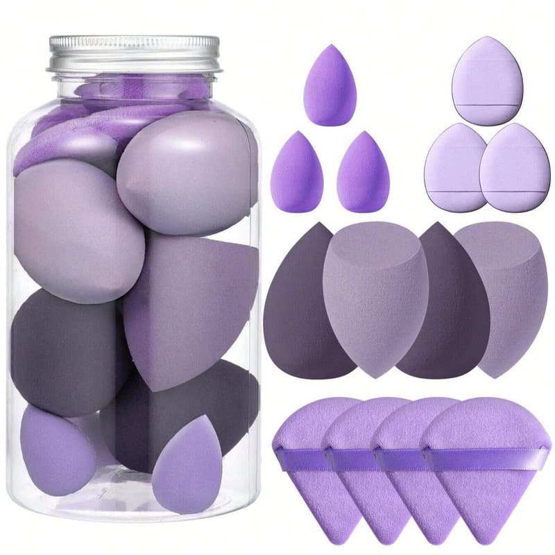 S14-Piece conjunto deriva engarrafado beleza ovo enlatado esponja puff maquiagem beleza puff maquiagem esponja