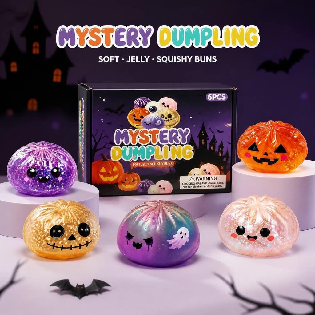 Cute Halloween scary ghost Maruko squeeze toy set, portable stress-relief hand squeeze toys, perfect Halloween party tre