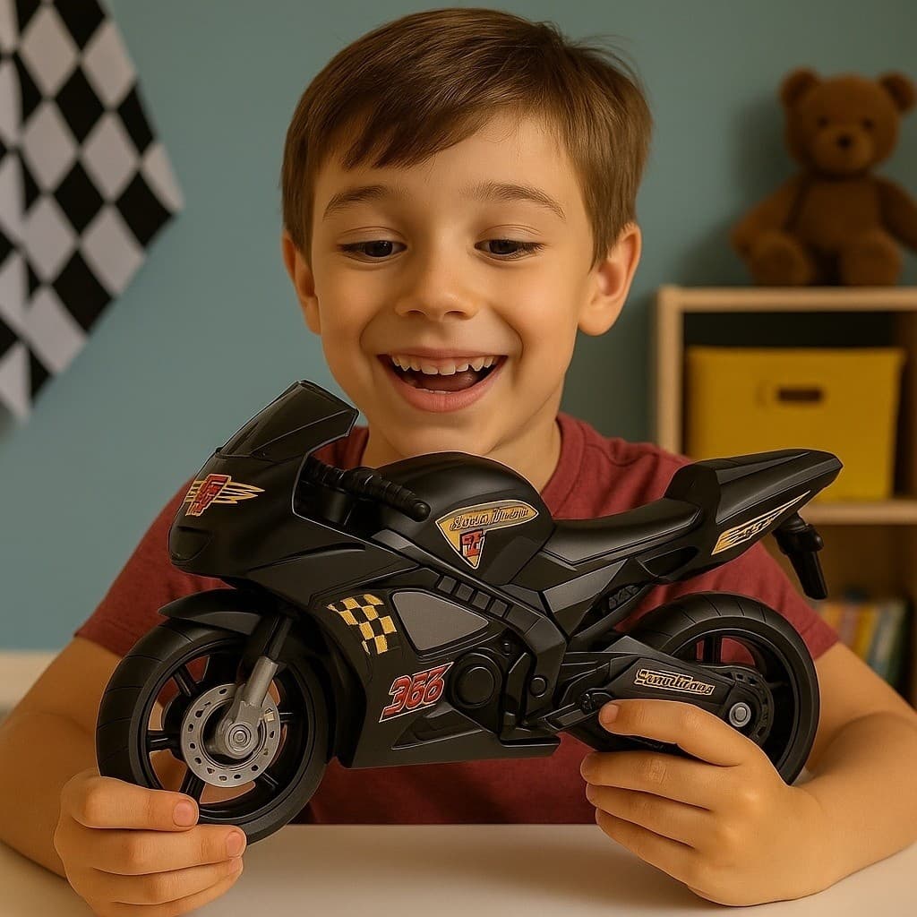 Moto Esportiva Infantil Preta Brinquedo Infantil Presente Criança Veiculo Menino