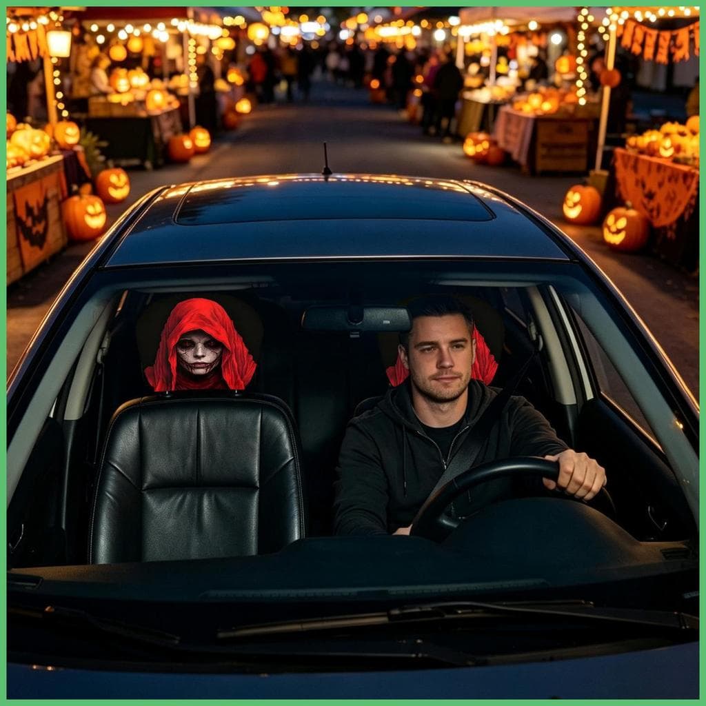 Capa De Descanso De Cabeça Para Carro , 2 Peças , Reutilizável , Halloween , Assustador , Interior , Protetor De decfeye