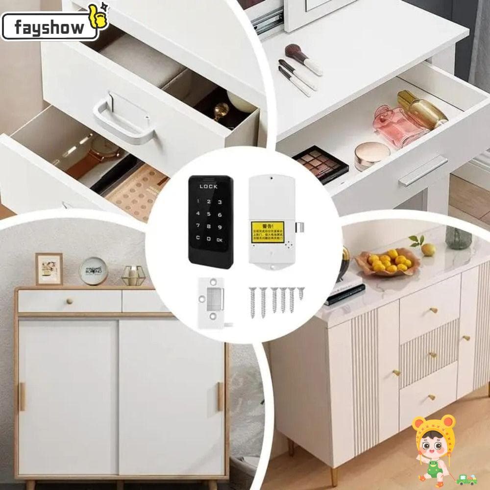 Fechaduras De Porta Com Senha FAYSHOW , Gabinete Digitais Sem Chave Alimentadas , Fechadura Eletrônica Multifuncional
