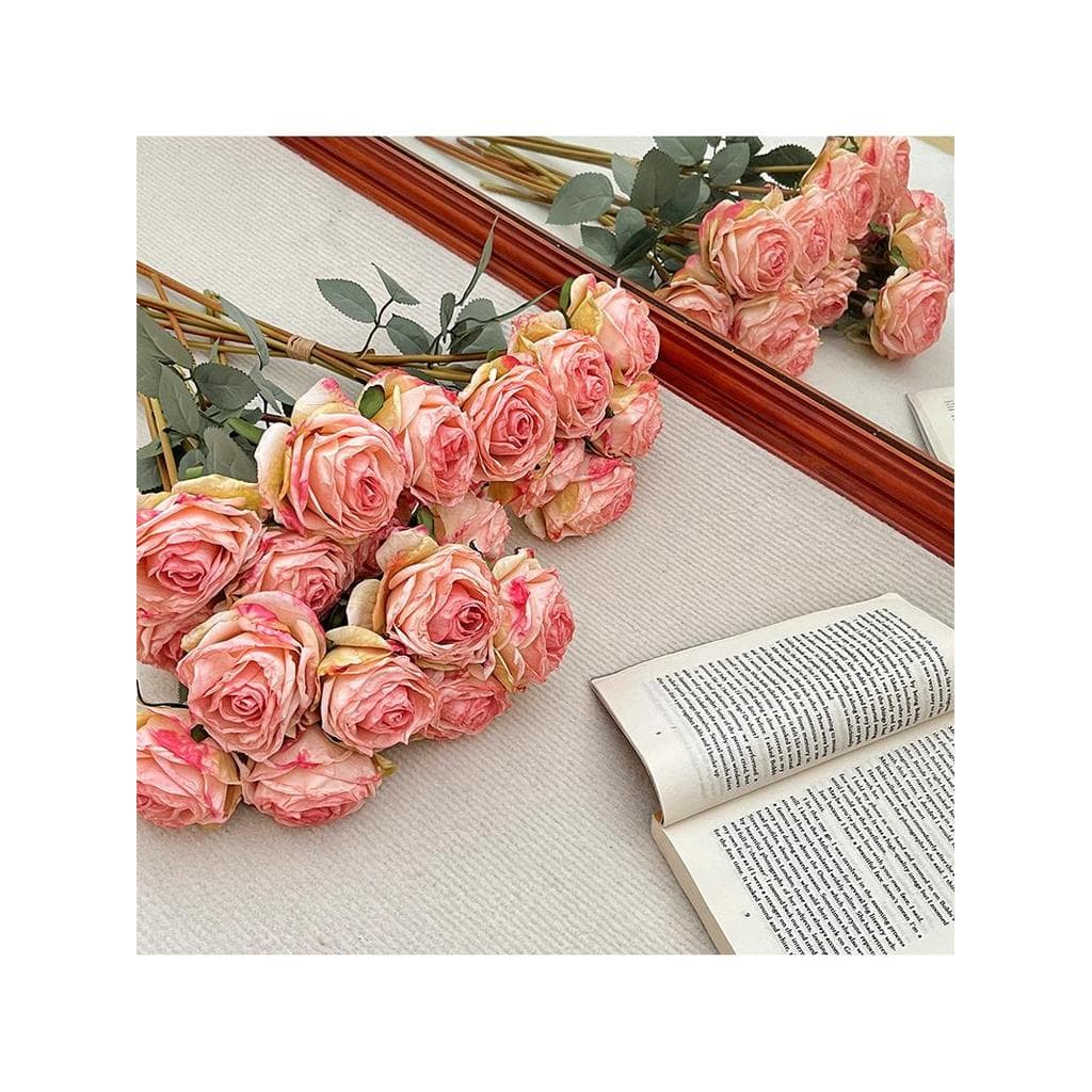 Simulação 7 cabeças caderno Perfume rosa buquê de flores de seda casa sala de estar decoração flor falsa adereços de fot