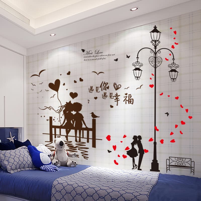 Quarto quente cabeceira fundo parede auto-adesivo papel de parede decalque sala decoração adesivos adesivos de parede