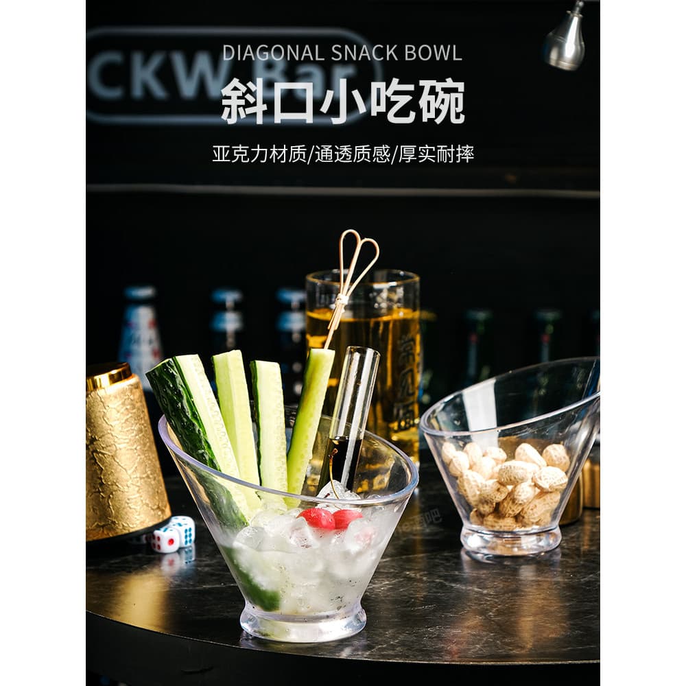 Tiras de melão japonês acrílico, tigela de lanche, Bar, melão, tigela gelada, tubo de ensaio, tigela oblíqua, prato de f