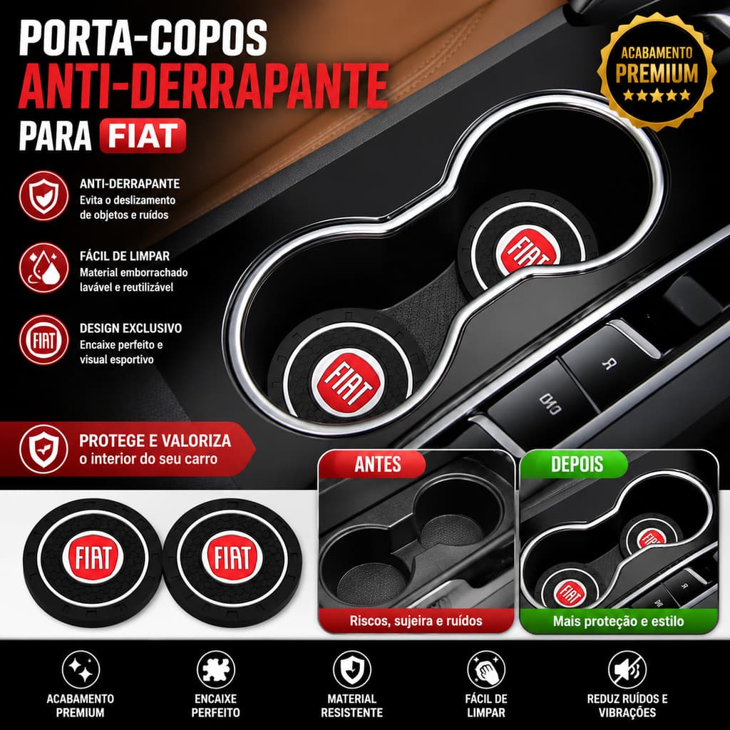 2 Peças Tapete De Inserção De Suporte De Copo De Carro De Silicone Para Fiat 500 Panda Tipo Punto Bravo Mobi Uno Palio S
