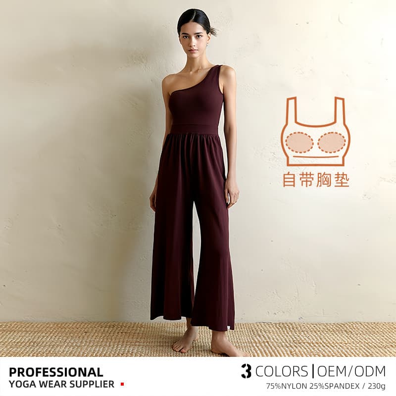 Novo estilo alça de ombro oblíqua roupas de Yoga macacão feminino malha esportes Casual tubo superior roupas de dança ca
