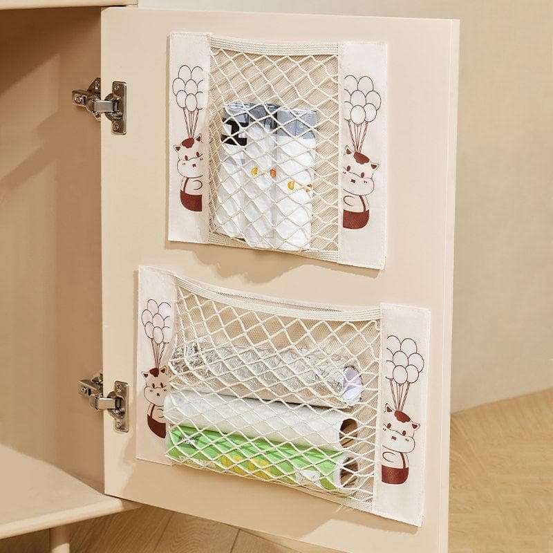 Saco de lixo de cozinha armazenamento ferramenta útil fixado na parede porta do armário saco plástico net bolso Velcro s